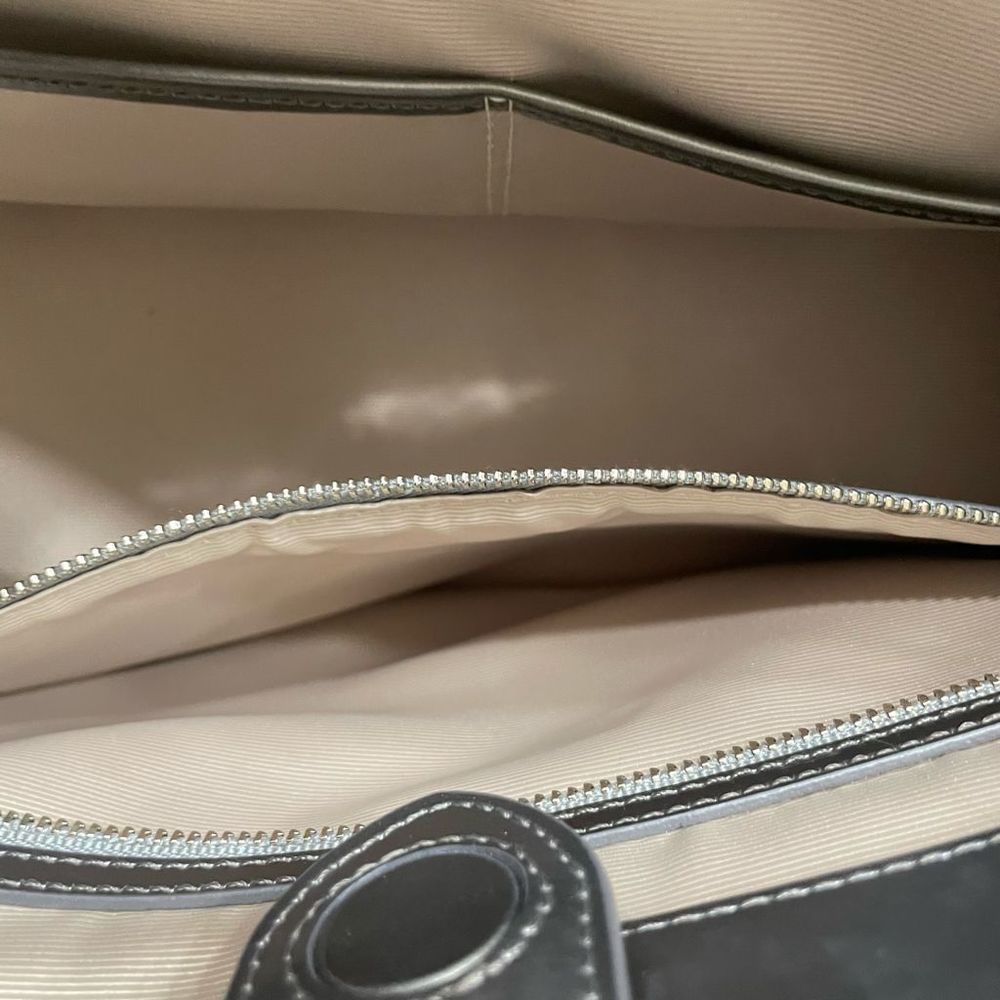 Ralph Lauren “Taylor” Pewter Metallic Double Zipper Bag